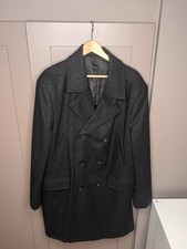 Jeff Banks Men’s Wool & Cashmere Peacoat Overcoat Black XL Mario Fiaschi