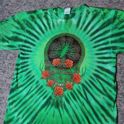 Vintage Grateful Dead Green Tie Dye T-Shirt Mens Large Celtic Knot Dead Tee