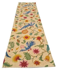 Hand Embroidered Needlework Vintage Kashmiri Textile Wall Hanging 8 x 2 Ft