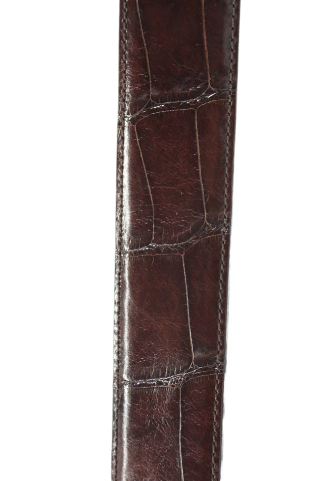 Cinturón con hebilla envolvente texturizado de cocodrilo americano Tardini para hombre marrón oscuro talla 38 Foto 3 de 4
