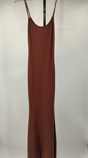 Quince Women Tencel Rib Knit Maxi Slip Dress Brown Basic Sleeveless M