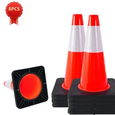 8PCS-18'' Heavy Duty Traffic Safety Cones,5lbs Weight,W  Reflective Collar