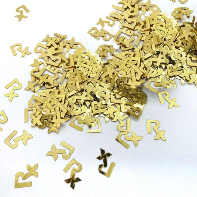 Confetti RX Symbol Gold - 1/2 oz-Pounds - FREE SHIP (9866)