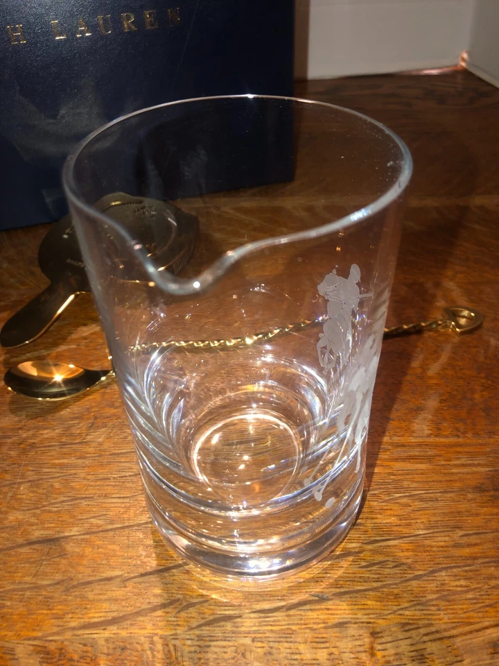 Ralph Lauren Garrett Cristal Mezcla Vidrio Latón Colador y Cuchara India IOB ¡DIFÍCIL DE ENCONTRAR!! Foto 4 de 4