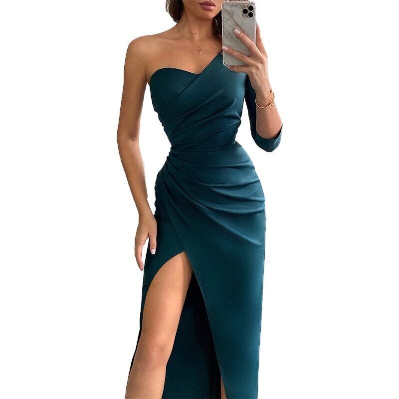 Women's Dinner Long Dress Waist Dress Women Dresses Women Party Green