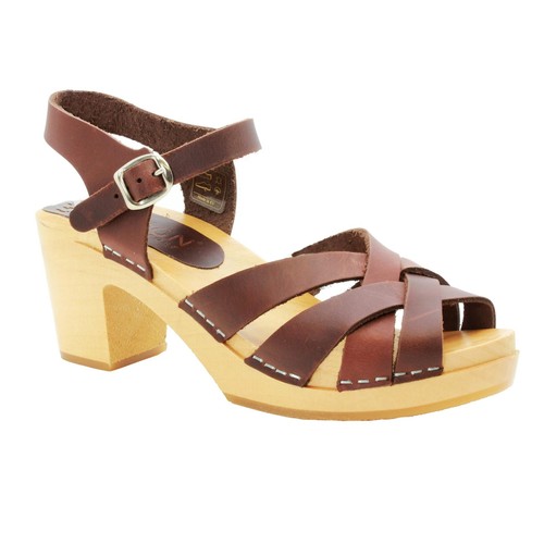 BJORK ULLA Wood Clog Sandals Brown Leather - FACTORY SECOND - Size EU 39 (8 US) - Picture 1 of 8