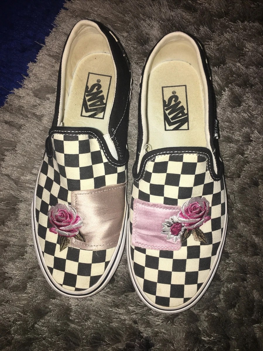 Vans Old Skool Womens 7.5 Platform Pink Rose Sneakers Black Checkered 1.5&#034; | eBay