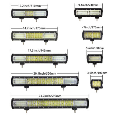 Barre LED Combinée 9D 4 Rangées Pour Véhicule (5 à 23 Pouces) - Blanc 6000K, 12-30V - Éclairage Offroad