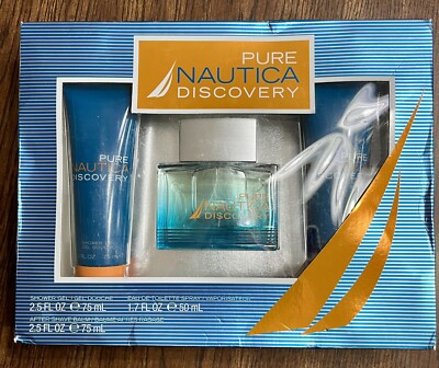 PURE NAUTICA DISCOVERY 1.7oz Eau De Toilette + Shower Gel + After Shave 3-Pc Set