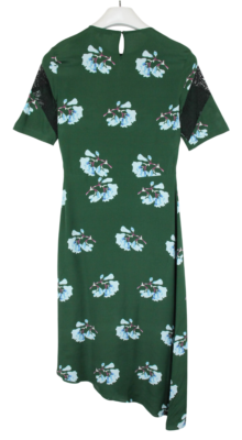 MAJE Dress Women's SMALL Silk Blend Asymmetric Lace Trimmed Floral Print  Midi | eBay