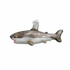 Great White Shark Blown Glass Christmas Ornament by Old World Christmas 12549