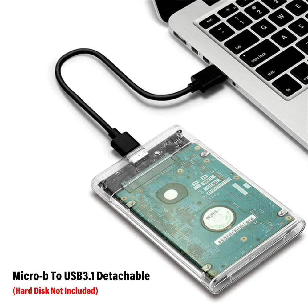 Transparent External Hard Drive 2.5 Inch HDD SSD Case Micro-b To USB3.1 4TB Driv-image