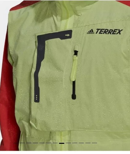 NWT Adidas $300 TERREX XPLORIC RAIN.RDY Hiking Jacket Lime Red Men's, Small - Picture 3 of 13