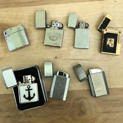 Lot of 7 Vintage & Modern Lighter Lighters Zippo Ronson Oxford & Unmarked USED