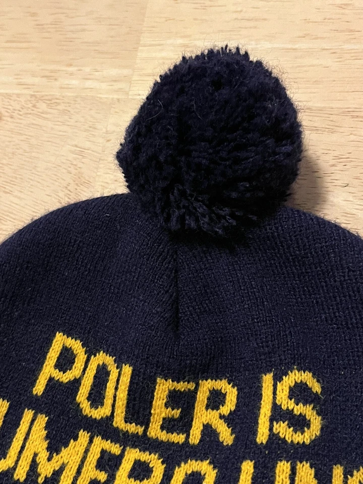 Poler unisex NUMERO UNO gorro invierno pompón azul marino OS EE. UU. hecho Foto 3 de 4