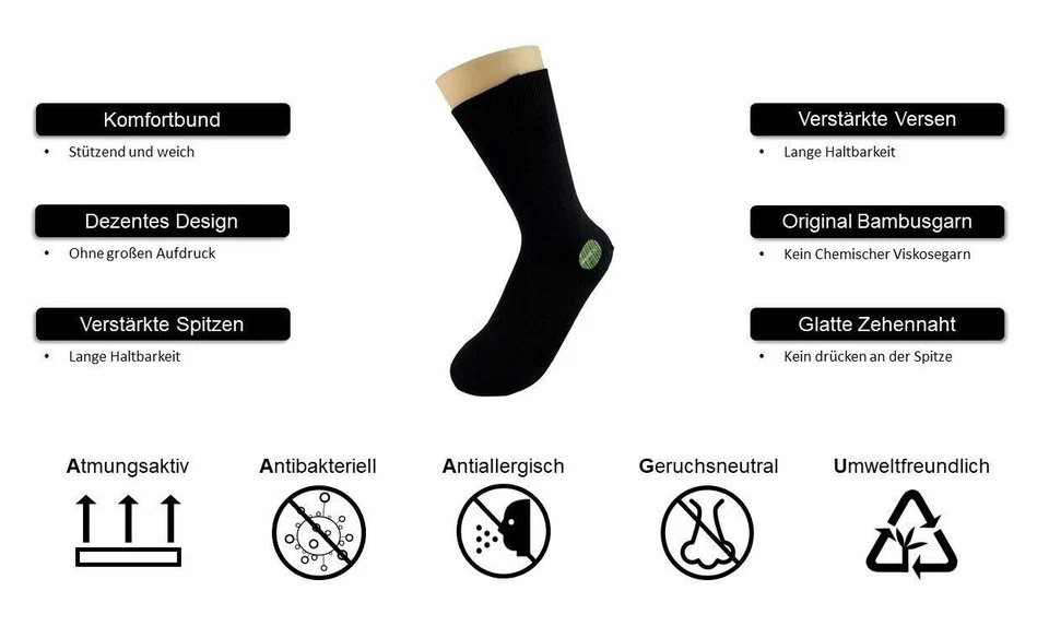 6 Paar Bambus Viskose Socken Herren Damen Atmungsaktiv Geruchsneutral - Bild 3 von 4