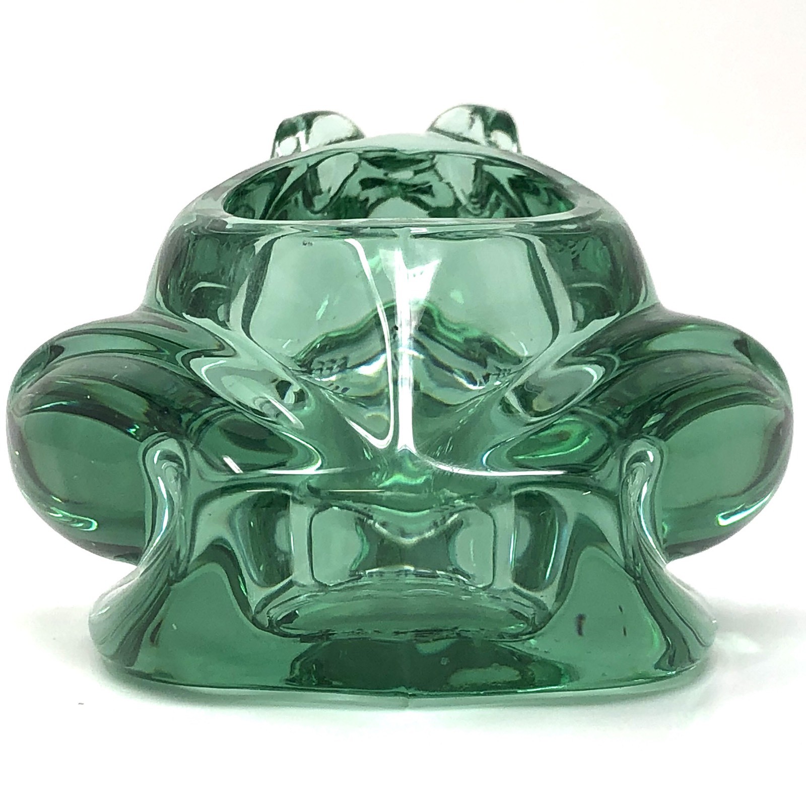 Vintage Indiana Glass Frog Votive Holder - Spanish Green 4.5" long 3" tall