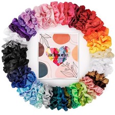 60Pack Satin Silk Hair Scrunchies for Women,Bulk Scrunchies Bands for Party,Xmas