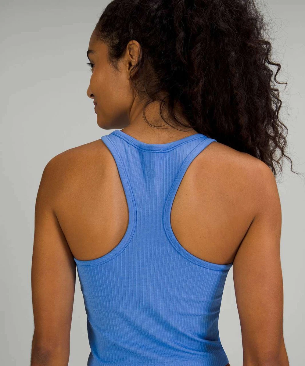 ❤️ Lululemon Ebb to Street Cropped Racerback Tank Top Size 4 Blue Nile -- NWT !