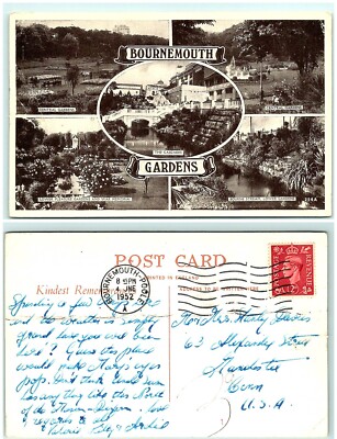 S04-3738, MULTIPLE VIEWS, BOURNEMOUTH GARDENS, UK 1952 TO USA, RPPC
