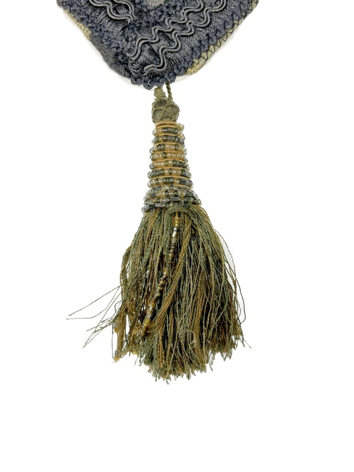 Tapiz amarillo gris jacquard brocado mesa corredor borla reversible Foto 3 de 4