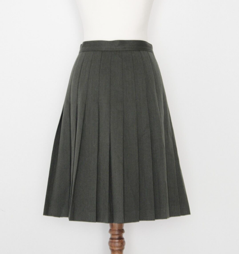 Gonna vintage a pieghe in pura lana vergine verde taglia 40 - Imagen 3 de 4