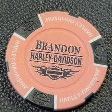 BRANDON HD ~ FLORIDA (Pink/Black design 1) Harley Davidson Poker Chip CLOSED