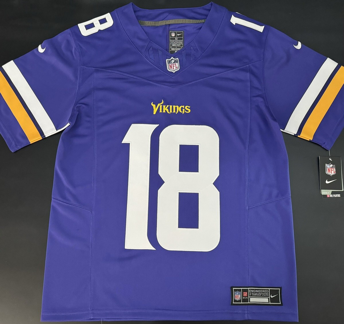 2XL Jefferson #18 Vapor FUSE Jersey Purple Elite Quality Minnesota