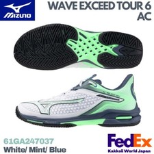 Mizuno Tennis Shoes WAVE EXCEED TOUR 6 AC 61GA2470 37 White/ Mint/ Blue 2024 NEW