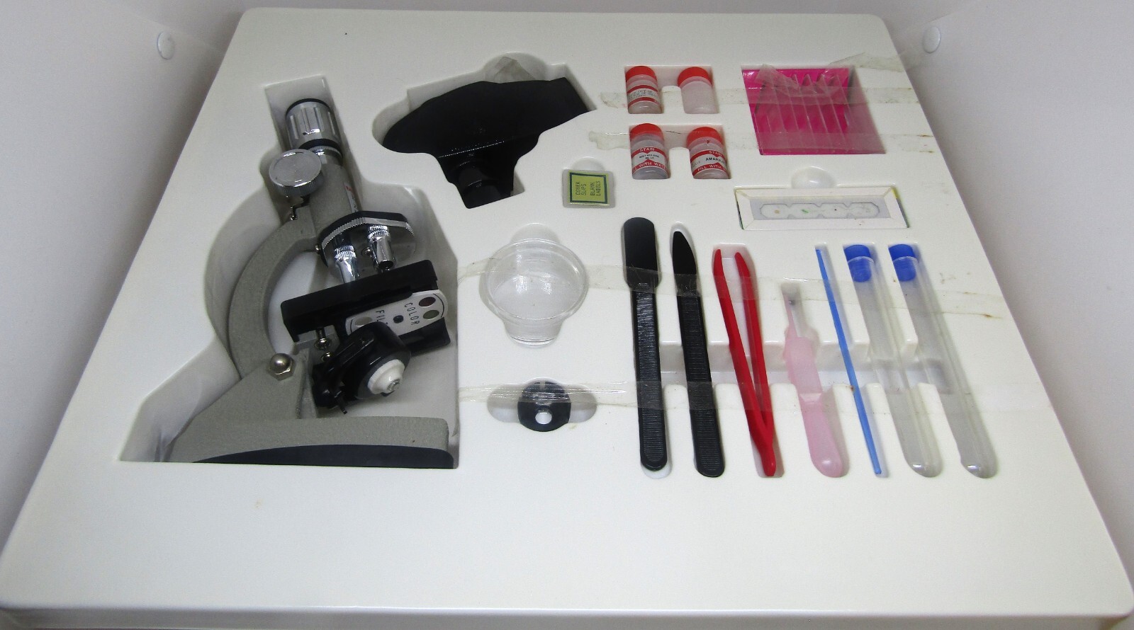 Tasco 1200 Zoom Microscope Kit 50X1200X Zoom 34 pieces New eBay