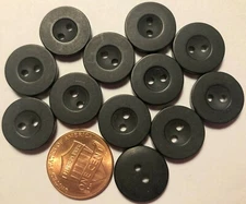 12 Matte Black Plastic Sew-through 2-hole Buttons Almost 5/8" 15mm 10298
