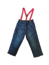 OshKosh B'Gosh Baby Boys' Dark Denim W/Red Suspenders Adjustable EC