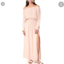 NWT LoveShackFancy Smocked Washed Silk Maxi Dress In Powder Pink- Size XS