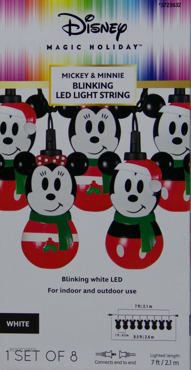 Christmas Disney Magic Holiday 8 Mickey Minnie Mouse Blinking LED