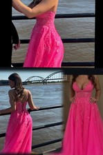 Prom Dress, Size 2, Can Fit Bigger. Corset Top, Hemmed Straps And Bottom.