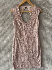 RIVER ISLAND PINK LACE DRESS SLEEVELESS OPEN BACK SIZE 14