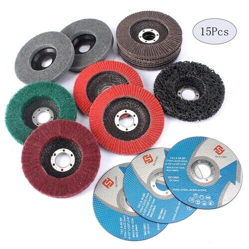 15Pc 115mm Flap Disc Cutting Disc Non-woven Polishing Wheel Set For Rotary Tool - 第 1/8 張圖片