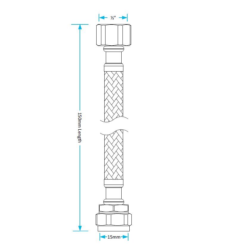 PAIR of Short Flexible Tap Tails Connectors 150mm Long 15cm eBay