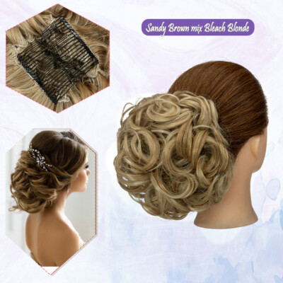 Thick As Human Messy Bun Clip Hair Extensions Curly Scrunchie Updo Chignon Combs