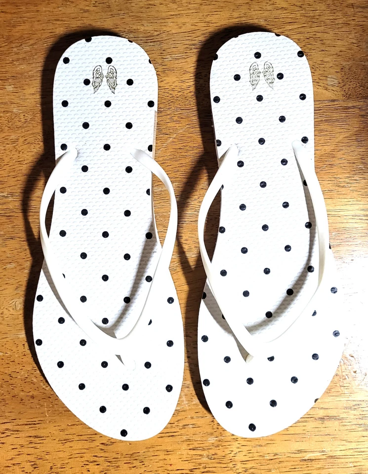 Nuevas Chanclas/Zapatillas Victoria's Secret Patrón Lunares Blancos Talla 9 Foto 2 de 3