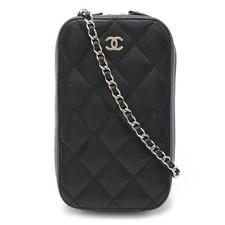 Chanel Caviar Skin Matelasse Phone Holder Bag Women Black One Size
