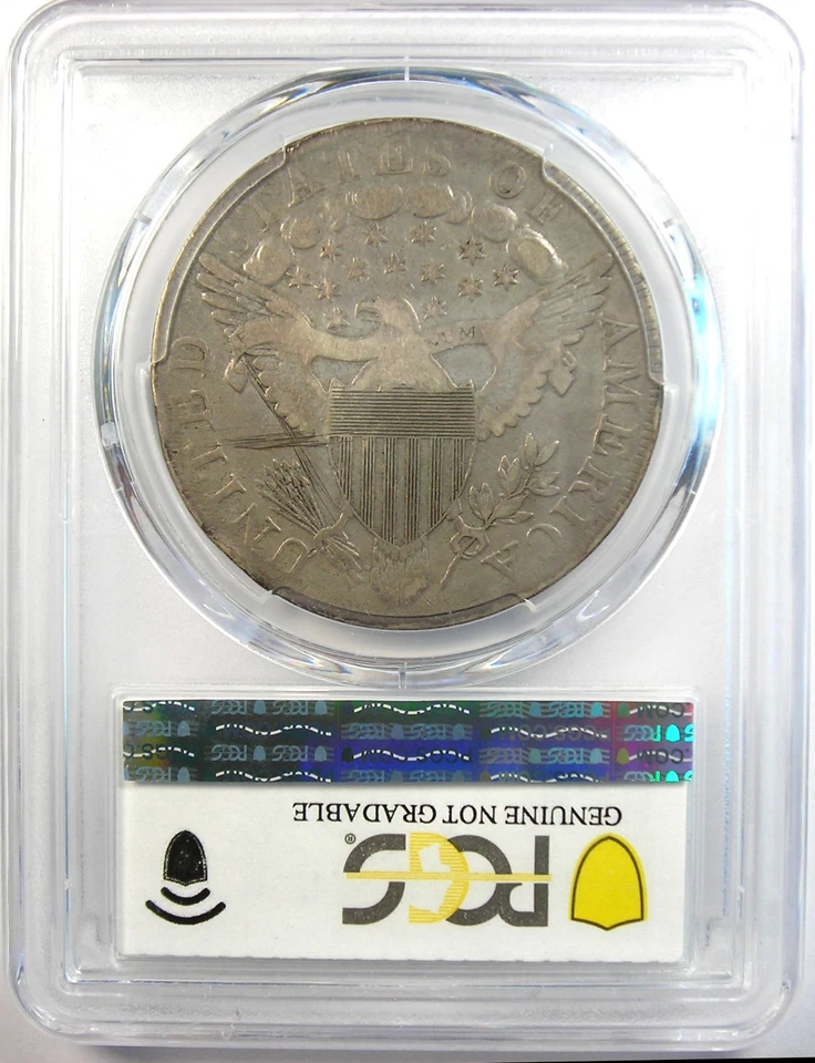 Moeda de dólar de prata busto drapeado 1798 $1 - Detalhes finos certificados PCGS - Tipo raro - Imagem 3 de 4