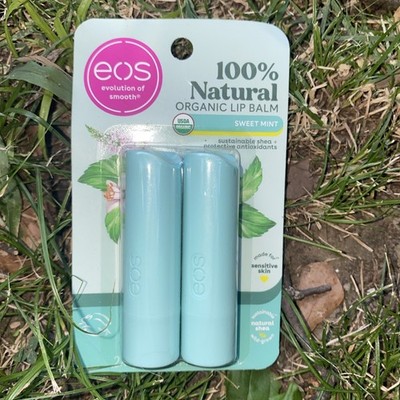EOS 100% Natural Organic Sweet Mint Shea Lip Balm Duo - 2 Sticks (NEW)
