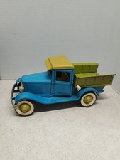 Vtg. Buddy L Ford Model A Dump Truck Tin Truck, Blue And Green