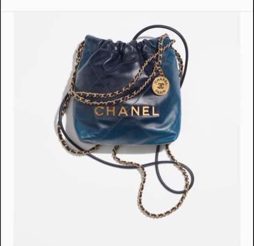 Unique Chanel 22 Mini Bucket Bag Blue/Black Lambskin – Full Set – RRP £4800