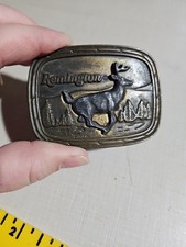 Vintage 1979 Remington Brass Finish Belt Buckle Running White-tailed Deer