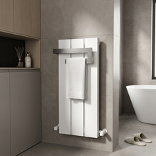 Carisa Elvino Bath White Aluminium Vertical Radiator & Towel Rail 800x370 674W