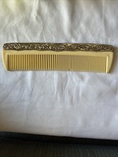 Vintage Comb Silver Plate Floral 7.25  Heavy Ornate Embossed