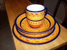 Libbey Salsa Red Pepper Hand Painted 4pc Place setting Discontinued Vintage