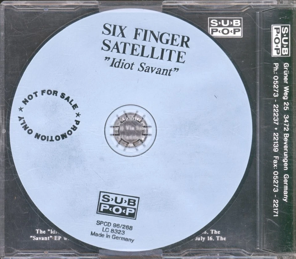 Six Finger Satellite Idiot Savant CD Deutschland Sub Pop 1993 Promo CD Für Album - Bild 2 von 2